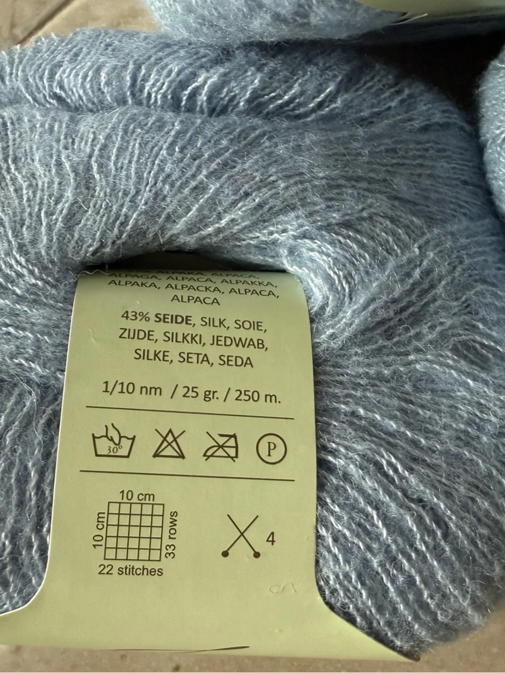 Josy by Bremont Light Blue Lace-Weight Alpaca/Silk Yarn- 3 skeins
